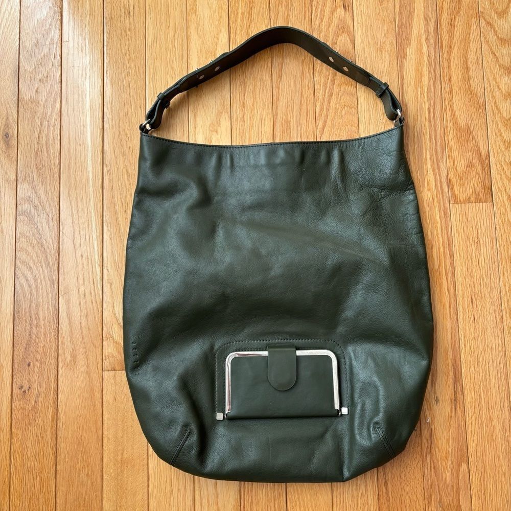 Lazaro‎ Olive Green Soft Leather Large Shoulder Bag Travel Purse